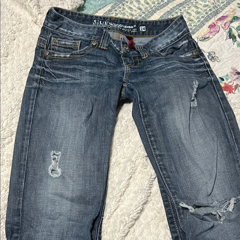 Guess boot cut ripped jeans